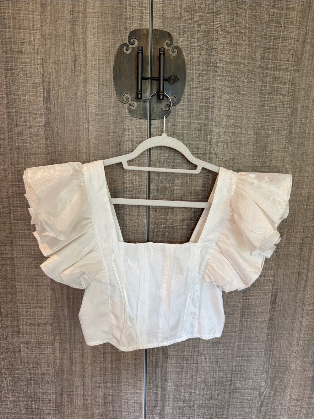 Sofie The Label Ruffle Sleeve Square Neck Crop Top